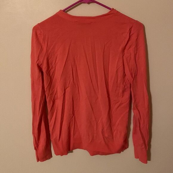 Loft light V-neck coral color cardigan button down sweater - Picture 4 of 5